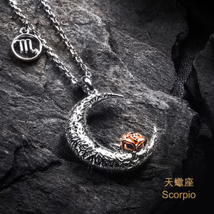 925 Sterling Silver Love on the Moon Pendant with Scorpio horoscope (24 Oct - 21 Nov)