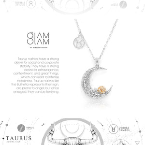 925 Sterling Silver Love on the Moon Pendant with Taurus horoscope (20 Apr - 20 May)