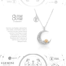Load image into Gallery viewer, 925 Sterling Silver Love on the Moon Pendant with Gemini horoscope (21 May - 21 Jun)