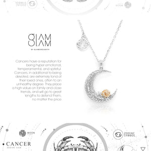 925 Sterling Silver Love on the Moon Pendant with Cancer horoscope (22 Jun - 22 Jul)