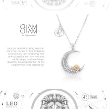 Load image into Gallery viewer, 925 Sterling Silver Love on the Moon Pendant with Leo horoscope (23 Jul - 22 Aug)