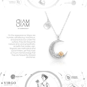 925 Sterling Silver Love on the Moon Pendant with Virgo horoscope (23 Aug - 22 Sep)