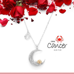 925 Sterling Silver Love on the Moon Pendant with Cancer horoscope (22 Jun - 22 Jul)