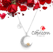 Load image into Gallery viewer, 925 Sterling Silver Love on the Moon Pendant with Capricorn horoscope (22 Dec-19 Jan)