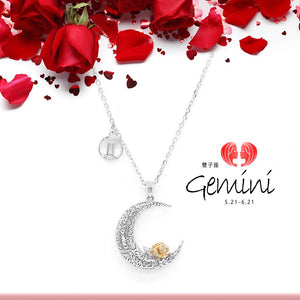 925 Sterling Silver Love on the Moon Pendant with Gemini horoscope (21 May - 21 Jun)