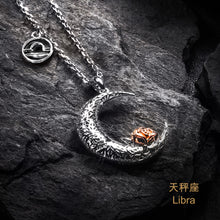 Load image into Gallery viewer, 925 Sterling Silver Love on the Moon Pendant with Libra horoscope (23 Sep - 23 Oct)