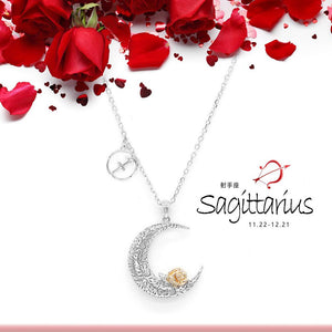 925 Sterling Silver Love on the Moon Pendant with Sagittarius horoscope (22 Nov - 21 Dec)