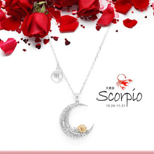 Load image into Gallery viewer, 925 Sterling Silver Love on the Moon Pendant with Scorpio horoscope (24 Oct - 21 Nov)
